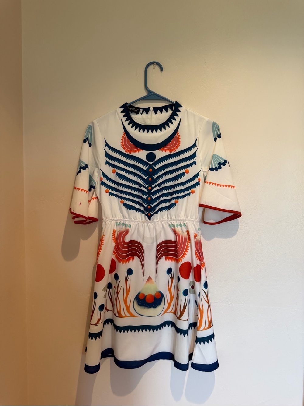 White Multi-Color Printed Mini Dress